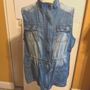 Jean Zipper Drawstring Vest